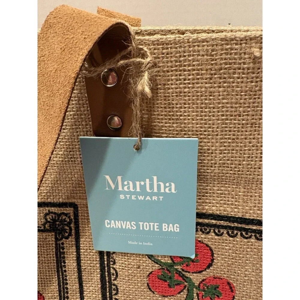 Martha Stewart Canvas Tomato Seeds Tote Bag. Styled like a rustic jute
